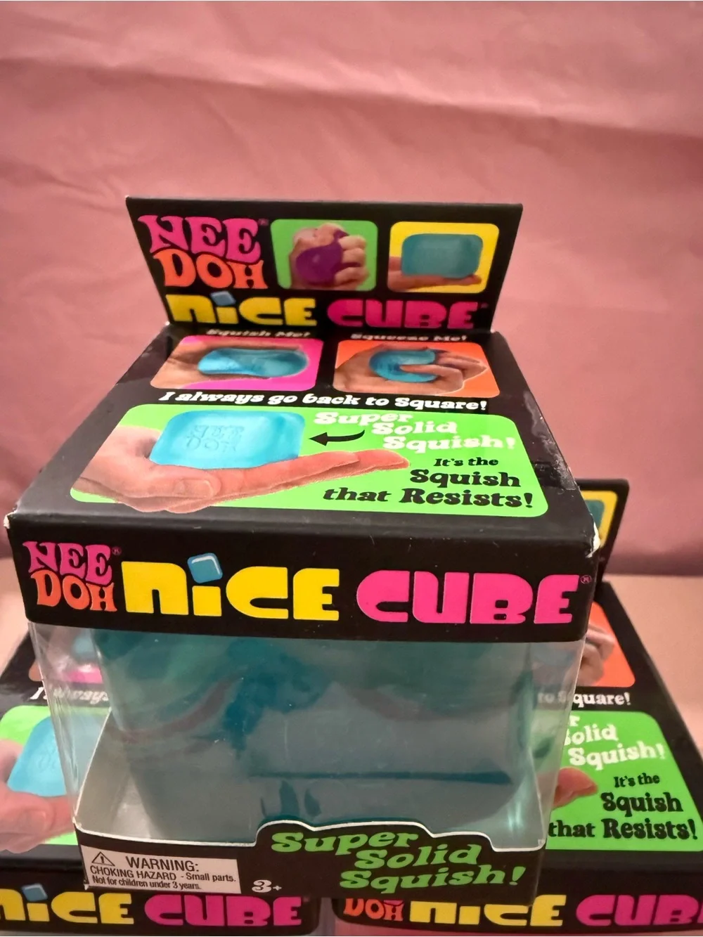 NeeDoh Nice Cube Kids Learning Toy - Pink and Blue Squish Cubes